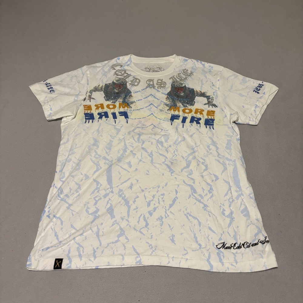 Marc Ecko Star Wars Hoth Jedi 4 Life Graphic T-Shirt Mens Large White Blue